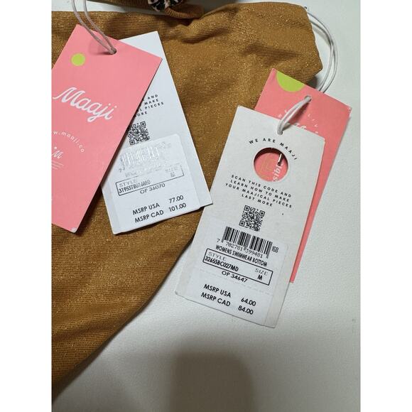 Maaji Bikini Set Reversible Crochet Leopard Print Honey Gold NWT M - Picture 9 of 9